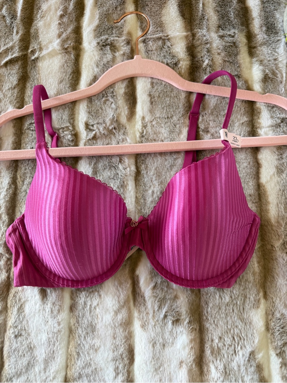 Victoria's Secret Hot Pink Striped Padded Bra
